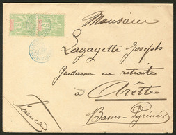 Lettre No 59, Paire Verticale Obl Cad Bleu Hyenghene Juil 1909 Sur Enveloppe Pour La France. - TB - Sonstige & Ohne Zuordnung