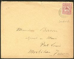 Lettre No 92, Obl Cad Pt Sandwich 1907, Sur Enveloppe Pour La France. - TB - Sonstige & Ohne Zuordnung