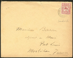 Lettre No 92, Obl Cad Pt Sandwich 1907, Sur Enveloppe Pour La France. - TB - Other & Unclassified