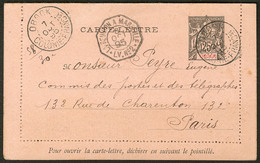 Lettre CL Entier 25c (N°39) Obl Cad Oct 95, Pour Paris. - TB - Autres & Non Classés