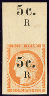 ** No 6, Haut De Feuille Avec Surcharge "5c./R" Répétée, Superbe - Other & Unclassified