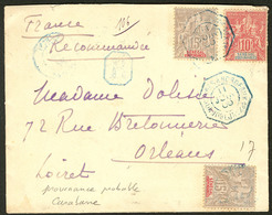 Lettre Nos 22 + 23 (2), Obl Cad Octog. Buenos Aires à Bordeaux Juin 1905 Sur Enveloppe Recomm. Pour Orléans. - TB - Otros & Sin Clasificación