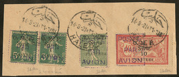 Poste Aérienne. Nos 1 Paire Dont Un "s" Renversé + 2 + 3, Obl Alep Mars 21 Sur Fragment De Lettre. - TB. - R - Otros & Sin Clasificación