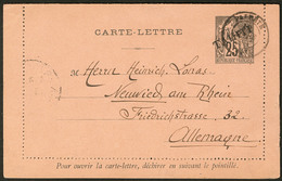 Lettre Entier CL 25c Noir Sur Rose Obl Papeete Mars 1894, Pour L'Allemagne Via San Francisco Et NY. - TB - Andere & Zonder Classificatie