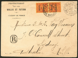 Lettre No 13 Paire Verticale, Obl Grand Cachet "PRat Français Wallis" Avril 1922, Sur Enveloppe Recomm. Pour Sydney. - T - Otros & Sin Clasificación