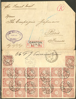 Lettre Bureaux Japonais. No 3 (bloc De Dix Huit + Deux), Sur Enveloppe Recomm.de Canton 1907 Pour Paris. - TB. - R - 1941-45 Cina Del Nord