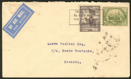 Lettre IRAK. Poste Aérienne. Voyage "Iraq To India" De J. De Sibour, Par Avion Léger. Poste 49 + 54 Obl CS Sur Enveloppe - Iraq