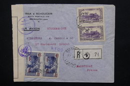 GRAND LIBAN - Enveloppe En Recommandé De Beyrouth Pour La France En 1945 Avec Contrôle Postal - L 20886 - Storia Postale