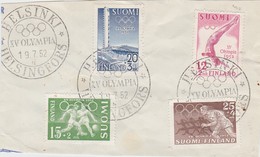 OLYMPIC GAMES 1952 STADION HELSINKI FINLAND 1951 MI 399 - 402 SC B110 - B 113 POSTMARK ON CUT - Summer 1952: Helsinki