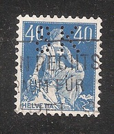 Perfin/perforé/lochung Switzerland No 169 1921-1924 - Hélvetie Assise Avec épée SK  Schweizerische Kreditanstalt - Perfin