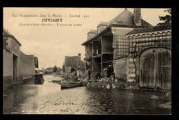 51 JUVIGNY - Les Inondations Dans La Marne (Janvier 1910) - Quartier Saint Martin - Voiture En Panne - Other Municipalities