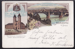 Maribor, Colour Litho, Church, Bridge, Mailed 1897 - Slovenia