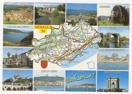 {79211} 34 Hérault , Carte Et Multivues ; Saint Pons , Ganges , Lodève , Pézenas , Béziers , Montpellier , Sète , Lunel - Cartes Géographiques