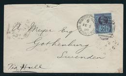 Auslandsbrief Mit MiNr. 89 Von NEWPORT-DOCKS 6 FE 2 88  561 (Duplex)  Via Hull Nach Gothenburg In Schweden, Rs 3 Stempel - Lettres & Documents