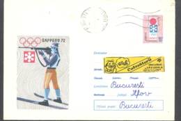 75017- BIATHLON, SKIING, SHOOTING, SAPPORO'72 WINTER OLYMPIC GAMES,  COVER STATIONERY, 1974, ROMANIA - Winter 1972: Sapporo