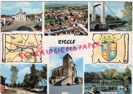 32 - RISCLE - PLACE HOTEL DE VILLE-PONT- EGLISE- CAMPING-QUARTIER DES 4 BLANCS -PEDALOS SUR L' ADOUR - Riscle