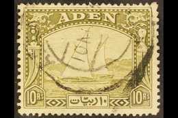1937 10R Olive-green "Dhow", SG 12, Cds Used. Scarce Stamp! For More Images, Please Visit Http://www.sandafayre.com/item - Aden (1854-1963)