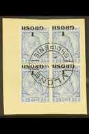 1914 1 Grosh On 25q "INVERTED SURCHARGE", SG 43a, Very Fine Used Block Of 4 "on Piece" With Central, Inverted "VLONE" Cd - Albanien