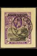 1922 3s Black And Violet, SG 8, On Piece, Very Fine Used With Small Cds "JU 13 23" Cancel. For More Images, Please Visit - Ascension