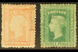 NEW SOUTH WALES 1860-72 Perf 13 1d Dull Red & 3d Blue- Green, SG 155/56, Mint, Quite Fresh & Attractive, Cat £280 For Mo - Otros & Sin Clasificación