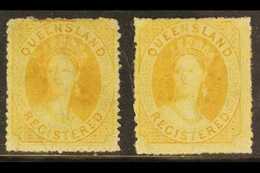 QUEENSLAND 1860-61 'REGISTERED' (6d) Orange- Yellows, Two Examples Exhibiting The 'intermediate Between Clean-cut And Ro - Otros & Sin Clasificación