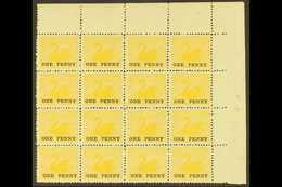 WESTERN AUSTRALIA 1912 1d On 2d Yellow Perf 12½x12, SG 172, Never Hinged Mint BLOCK OF SIXTEEN From The Top Right Corner - Otros & Sin Clasificación