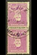 1937-49 2d Bright Purple Perf 15x14 Vertical COIL PAIR With WATERMARK INVERTED Variety, As 185a Var (185w), Cds Used, Ce - Andere & Zonder Classificatie