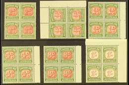 POSTAGE DUE 1956-60 ½d, 1d (both Dies), 4d, 8d And 1s In Never Hinged Mint Blocks Of Four. (6 Blocks = 24 Stamps) For Mo - Otros & Sin Clasificación