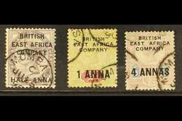 1890 (May) ½a On 1d (pulled Perf At Right), 1a On 2d And 4a On 5d (each Faded Colours), SG 1/3, With Mombasa Cds's, Cat  - África Oriental Británica