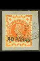 1893 40pa On ½d Vermilion, SG 7, On Small Piece Tied By "BRITISH POST OFFICE / CONSTANTINOPLE" Cds; On Reverse Whitfield - Levant Britannique