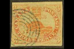 1851 3d Red "Beaver" Imperf On Laid Paper, SG 1, Good Used With Three Good To Large Margins And Neat Target Cancellation - Altri & Non Classificati