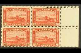 1930-31 20c Red Harvesting With Tractor (SG 301) Block Of Four From The Right Side Of The Sheet Showing DRAMATIC DOUBLE  - Andere & Zonder Classificatie