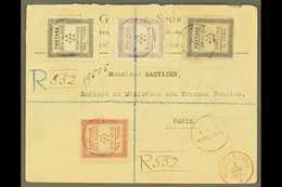 1893 (15th October) Rare Envelope Registered To Paris, Bearing 1892 Set Of Four Tied By Violet Cook Islands P O Rarotong - Cook