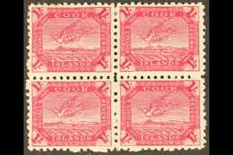 1893-1900 (perf 11) 1s Deep Carmine Torea (SG 20a) - A Very Fine Mint BLOCK OF FOUR, The Lower Pair NEVER HINGED. For Mo - Cook Islands