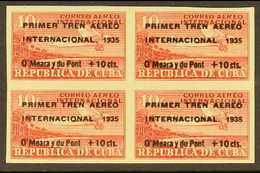 1935 AIR Miami-Havana "Air Train" 10c+10c Scarlet Imperf (Sc C17, SG 400A), BLOCK OF FOUR Never Hinged Mint. For More Im - Other & Unclassified