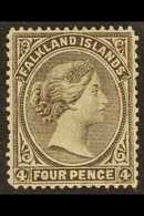 1878-79 WATERMARKED PAPER VARIETY. CAT £3750 4d Grey-black On Watermarked Paper, SG 2a, Fine Unused & Without Gum, Showi - Falkland