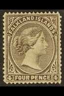 1878-79 WATERMARKED PAPER VARIETY. CAT £3750 4d Grey-black On Watermarked Paper, SG 2a, Fine Unused & Without Gum, Showi - Islas Malvinas