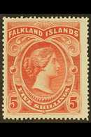 1898 5s Red Queen Victoria, SG 42, Fine Mint. For More Images, Please Visit Http://www.sandafayre.com/itemdetails.aspx?s - Falkland