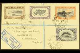 1933 (28 Feb) Registered "Wilson" Cover To England Bearing 1933 Centenary 2d, 3d, 4d, And 6d, SG 130/133, These Tied By  - Falkland Islands