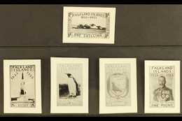 1933 Contemporary Shiny Black And White Stamp Sized Photographs Of The Artists Essays With Vignettes Of The Actual Photo - Falkland Islands
