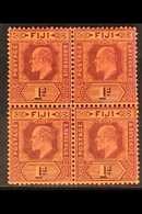 1903 BLOCK OF FOUR. 1d Dull Purple & Black/red, CA Wmk, SG 105, Very Fine / Never Hinged Mint (4 Stamps) For More Images - Fidji (...-1970)