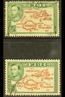 1942-48 2½d Brown And Green Map Stamp, Perf 13½ And Perf 12, Each Showing Extra Island Variety, SG 256 Ba And Ca, Fine C - Fiji (...-1970)