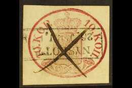 1856-58 10k Carmine Imperf On Wove Paper, Michel 2x, Fine Used, Cut Square With Pen And Neat Boxed Cancellations For Mor - Other & Unclassified