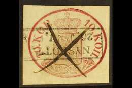 1856-58 10k Carmine Imperf On Wove Paper, Michel 2x, Fine Used, Cut Square With Pen And Neat Boxed Cancellations For Mor - Altri & Non Classificati