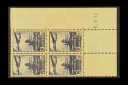 1936 1.50f Blue 100th Flight (SG 553, Yvert 320), Mint COIN DATES Dated Lower Right Corner BLOCK Of 4 (only One Stamp Hi - Other & Unclassified