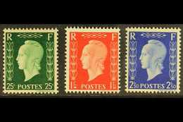 1942 EXILE GOVERNMENT UNISSUED STAMPS. Marianne De Dulac Type II Complete Set (Yvert 701D/F, Maury 701D/F), Never Hinged - Sonstige & Ohne Zuordnung