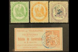 TELEGRAPH STAMPS 1868 (perf) 50c Yellow-green Mint (no Gum), 1f Dull Orange Mint (part Original Gum), And 2f Lilac Used. - Altri & Non Classificati