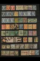 USED RANGES WITH POSTMARKS INTEREST INCLUDING UNUSUAL CANCELS. 1849-1930's Interesting Range Of Used Stamps On Stock Pag - Other & Unclassified