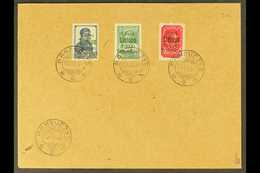 PANEVEZYS (PONEWESCH) 1941 July 10k Prussian Blue, 20k Yellow- Green With Green Overprint & 60k Lilac- Red (Michel 5, 7a - Other & Unclassified
