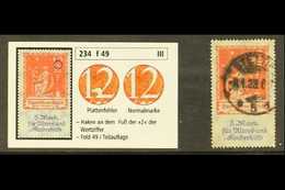 1922 - VARIETY. 12m+8m Red & Lilac "Fund For The Old & For The Children" (SG 248) With HOOK AT FOOT OF "2" Plate Flaw (p - Andere & Zonder Classificatie
